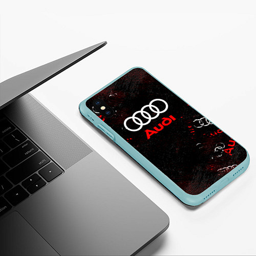 Чехол iPhone XS Max матовый AUDI АУДИ SPORT Паттерн / 3D-Мятный – фото 3