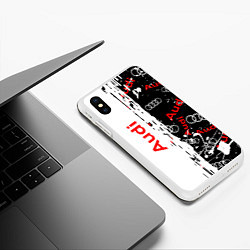 Чехол iPhone XS Max матовый АУДИ Autosport Паттерн, цвет: 3D-белый — фото 2