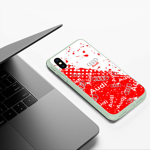 Чехол iPhone XS Max матовый АУДИ Autosport брызги Паттерн / 3D-Салатовый – фото 3