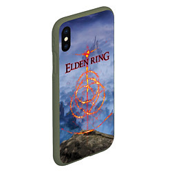 Чехол iPhone XS Max матовый Elden Ring, Logo, цвет: 3D-темно-зеленый — фото 2