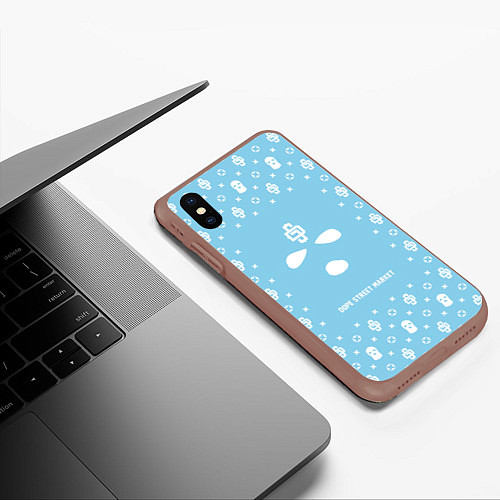 Чехол iPhone XS Max матовый Sky Blue Phantom Ski Mask Dope Street Market / 3D-Коричневый – фото 3