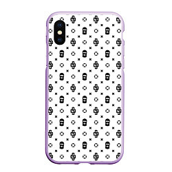 Чехол iPhone XS Max матовый Узор White Dope Ski Mask Camo Dope Street Market, цвет: 3D-сиреневый