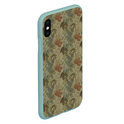Чехол iPhone XS Max матовый Камуфляж из листьев, цвет: 3D-мятный — фото 2
