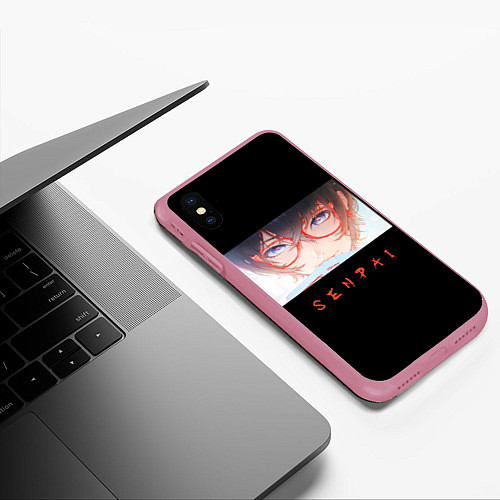 Чехол iPhone XS Max матовый Senpai art / 3D-Малиновый – фото 3