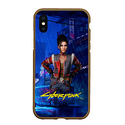 Чехол iPhone XS Max матовый Panam Панам Cyberpunk2077, цвет: 3D-коричневый