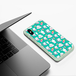 Чехол iPhone XS Max матовый Маленькие зайчата, цвет: 3D-салатовый — фото 2