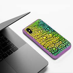 Чехол iPhone XS Max матовый Кожа ящерицы, цвет: 3D-фиолетовый — фото 2