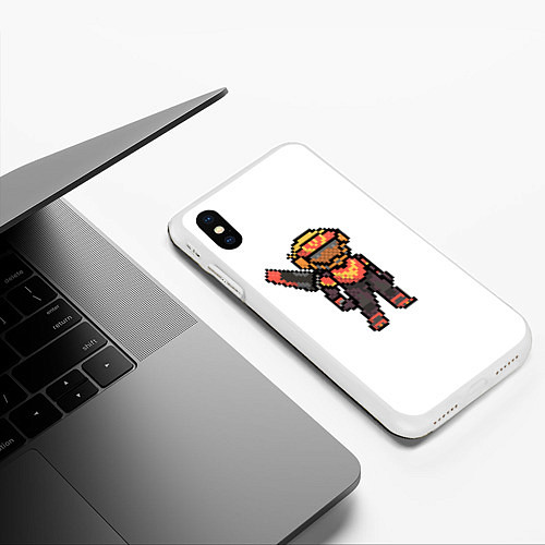 Чехол iPhone XS Max матовый Apex Legends Valkyrie Pixel art / 3D-Белый – фото 3