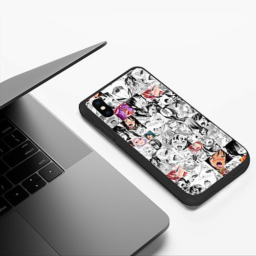 Чехол iPhone XS Max матовый Ahegao Girls / 3D-Черный – фото 3