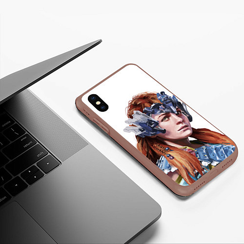 Чехол iPhone XS Max матовый Воительница Элой / 3D-Коричневый – фото 3