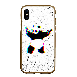 Чехол iPhone XS Max матовый Banksy Panda with guns Бэнкси, цвет: 3D-коричневый