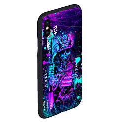 Чехол iPhone XS Max матовый Неоновый Японский Самурай Neon Samurai Skull, цвет: 3D-черный — фото 2