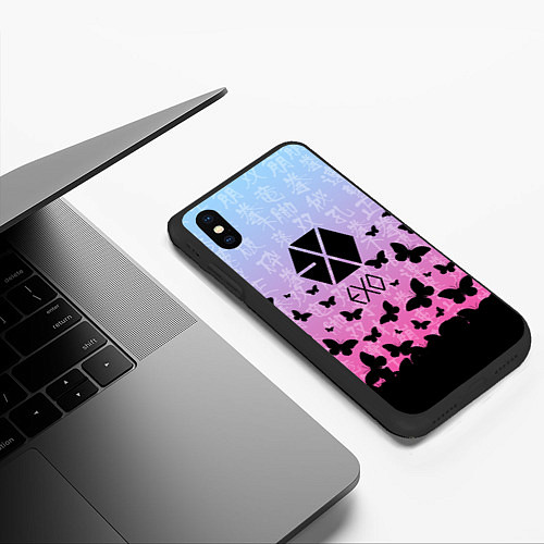 Чехол iPhone XS Max матовый EXO БАБОЧКИ / 3D-Черный – фото 3
