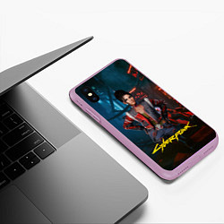 Чехол iPhone XS Max матовый Panam Cyberpunk2077 Панам, цвет: 3D-сиреневый — фото 2