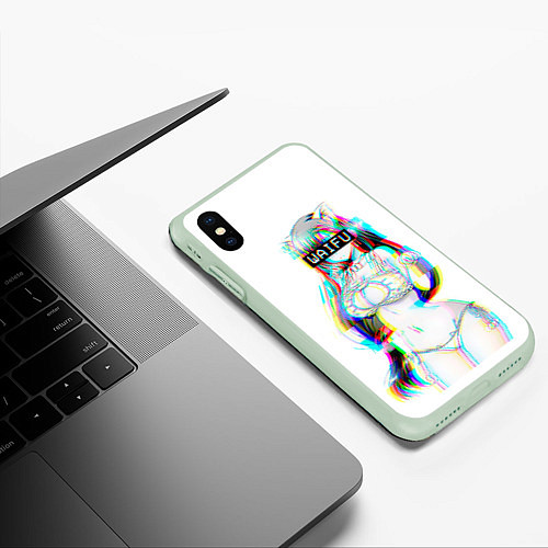 Чехол iPhone XS Max матовый Кошкодевочка Waifu / 3D-Салатовый – фото 3