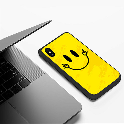Чехол iPhone XS Max матовый Smiley with fucks / 3D-Черный – фото 3