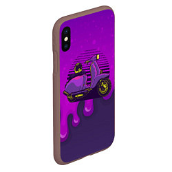 Чехол iPhone XS Max матовый Фиолетовый мопед, цвет: 3D-коричневый — фото 2