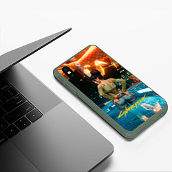 Чехол iPhone XS Max матовый Panam сзади Cyberpunk2077, цвет: 3D-темно-зеленый — фото 2