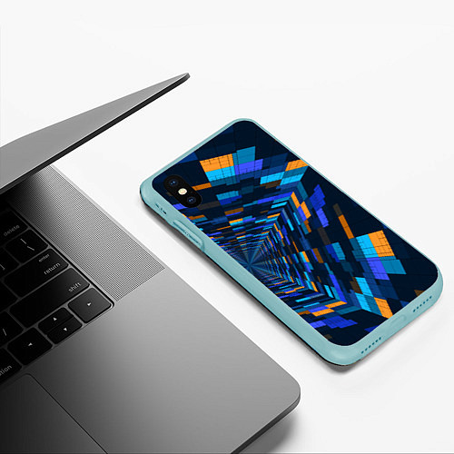 Чехол iPhone XS Max матовый Geometric pattern Fashion Vanguard / 3D-Мятный – фото 3