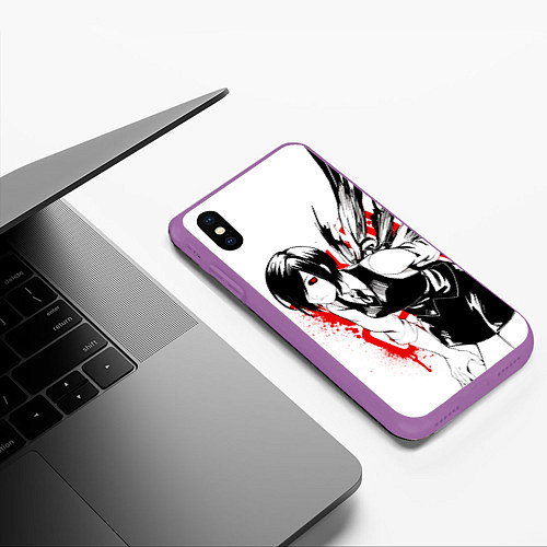 Чехол iPhone XS Max матовый ТОУКА TOKYO GHOUL / 3D-Фиолетовый – фото 3