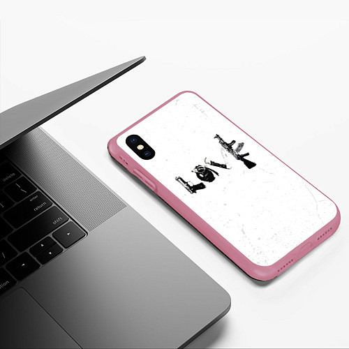 Чехол iPhone XS Max матовый Banksy Бэнкси LOVE / 3D-Малиновый – фото 3