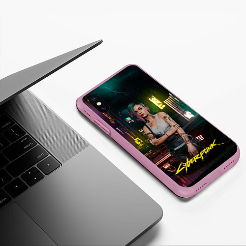 Чехол iPhone XS Max матовый Judy cyberpunk2077 / 3D-Розовый – фото 3