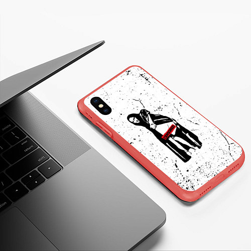 Чехол iPhone XS Max матовый Banksy Mona Lisa Бэнкси / 3D-Красный – фото 3