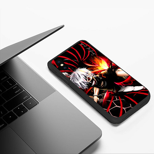 Чехол iPhone XS Max матовый Tokyo Ghoul Токийский Гуль Red Snake / 3D-Черный – фото 3
