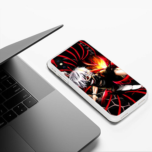 Чехол iPhone XS Max матовый Tokyo Ghoul Токийский Гуль Red Snake / 3D-Белый – фото 3