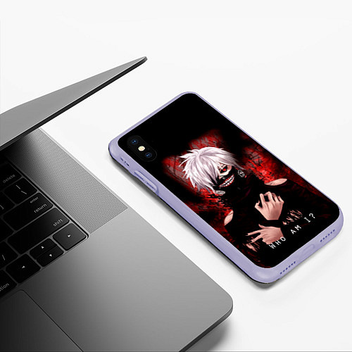 Чехол iPhone XS Max матовый Tokyo Ghoul Токийский Гуль Who am I / 3D-Светло-сиреневый – фото 3