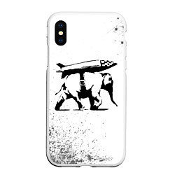 Чехол iPhone XS Max матовый BANKSY - СЛОН Краска, цвет: 3D-белый