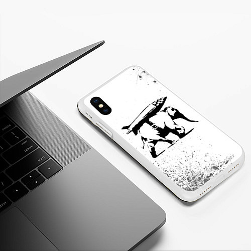 Чехол iPhone XS Max матовый BANKSY - СЛОН Краска / 3D-Белый – фото 3