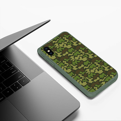 Чехол iPhone XS Max матовый Камуфляж в крапинку / 3D-Темно-зеленый – фото 3