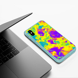 Чехол iPhone XS Max матовый Яркие неоновые краски, цвет: 3D-мятный — фото 2