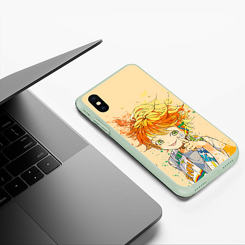 Чехол iPhone XS Max матовый Позитивная Эмма / 3D-Салатовый – фото 3