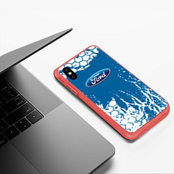 Чехол iPhone XS Max матовый Ford форд, цвет: 3D-красный — фото 2