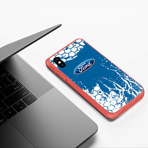 Чехол iPhone XS Max матовый Ford форд / 3D-Красный – фото 3