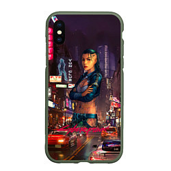 Чехол iPhone XS Max матовый Vi Cyberpunk2077, цвет: 3D-темно-зеленый