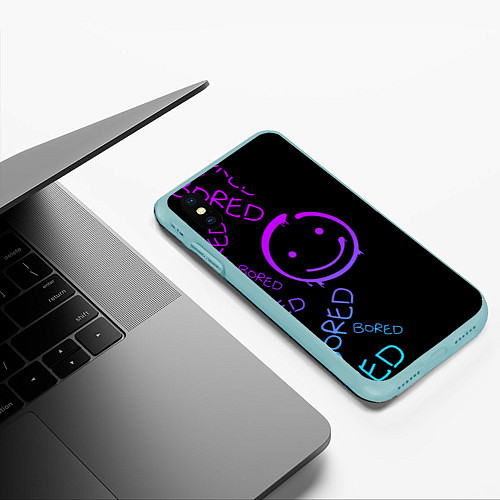 Чехол iPhone XS Max матовый Neon Bored Half pattern / 3D-Мятный – фото 3