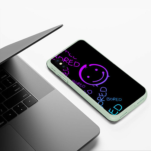Чехол iPhone XS Max матовый Neon Bored Half pattern / 3D-Салатовый – фото 3