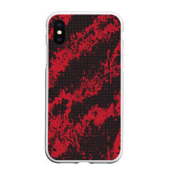 Чехол iPhone XS Max матовый КРАСНАЯ ГРЯЗЬ RED GRUNGE, цвет: 3D-белый