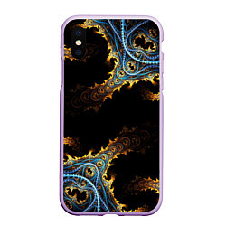 Чехол iPhone XS Max матовый Огненные фракталы 3d, цвет: 3D-сиреневый