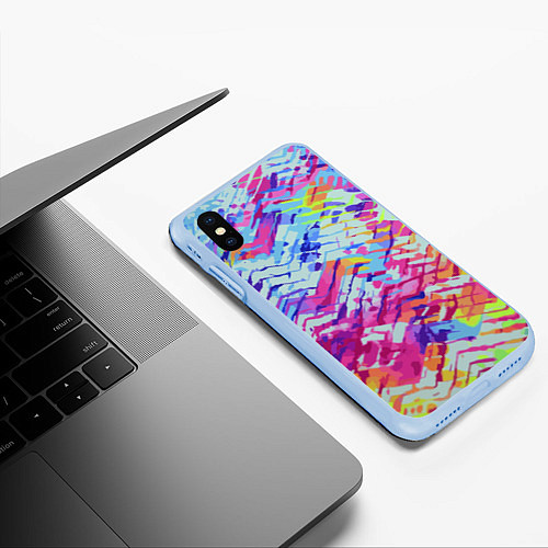 Чехол iPhone XS Max матовый Color vanguard pattern / 3D-Голубой – фото 3