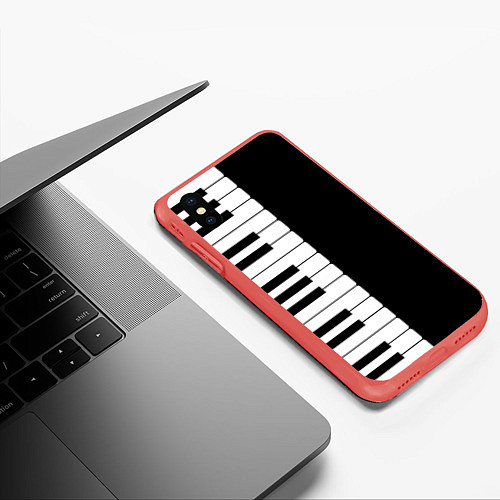 Чехол iPhone XS Max матовый Черно-Белое Пианино Piano / 3D-Красный – фото 3