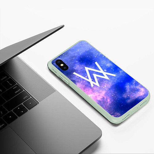 Чехол iPhone XS Max матовый Alan Walker космос / 3D-Салатовый – фото 3