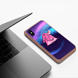 Чехол iPhone XS Max матовый Розовый слоник, цвет: 3D-коричневый — фото 2