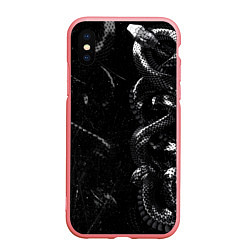 Чехол iPhone XS Max матовый Змеиный Паттерн Snake Black, цвет: 3D-баблгам