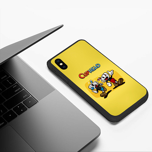 Чехол iPhone XS Max матовый Cuphead and Mugman Чашечки / 3D-Черный – фото 3