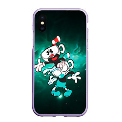 Чехол iPhone XS Max матовый Чашечки Cuphead Show, цвет: 3D-светло-сиреневый