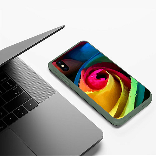 Чехол iPhone XS Max матовый Роза fashion 2022 / 3D-Темно-зеленый – фото 3